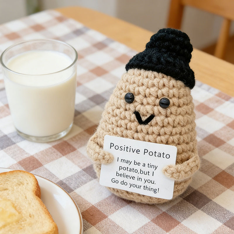 Santa Hat Plush - Cute Positive Potato Crochet Doll With
