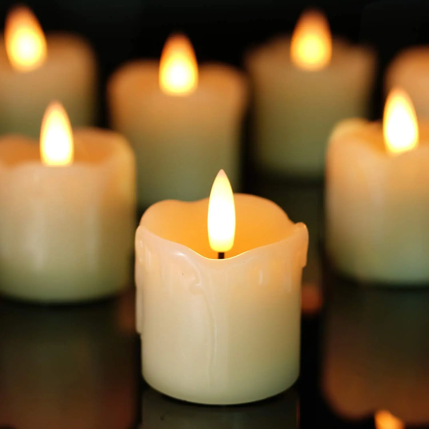 Holiday Candle Set - Flameless Votive Candles with Timer, Real