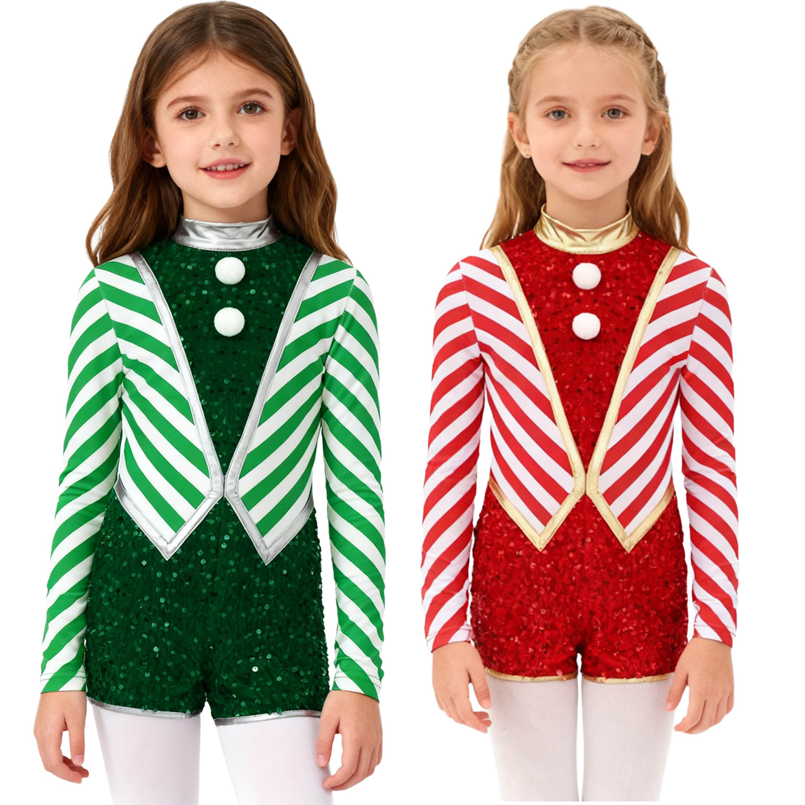 Kids Girls Long Sleeve Sequin  – обзор и цена Elf Costume Christmas