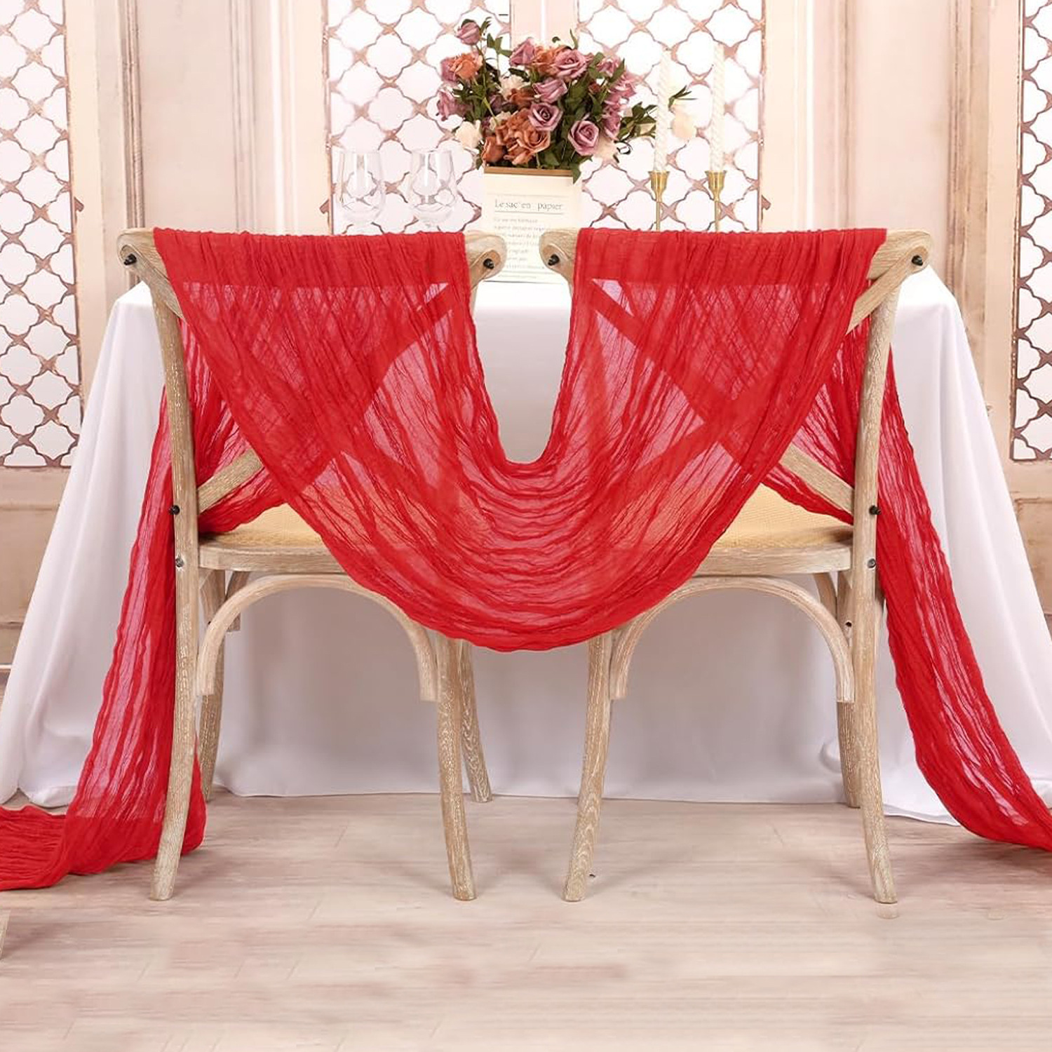 Red Table Runner Gauze Wedding – обзор и цена Christmas Table Runner