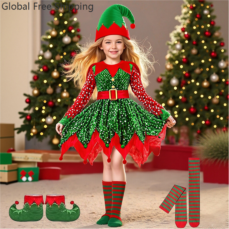 Girls Christmas Costume Set Sa – обзор и цена Elf Costume Christmas