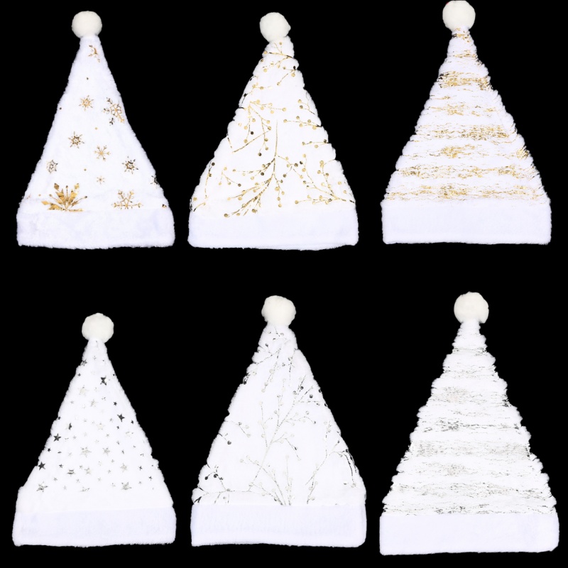 White Plush Christmas Hat Gold – обзор и цена Santa Hat Plush