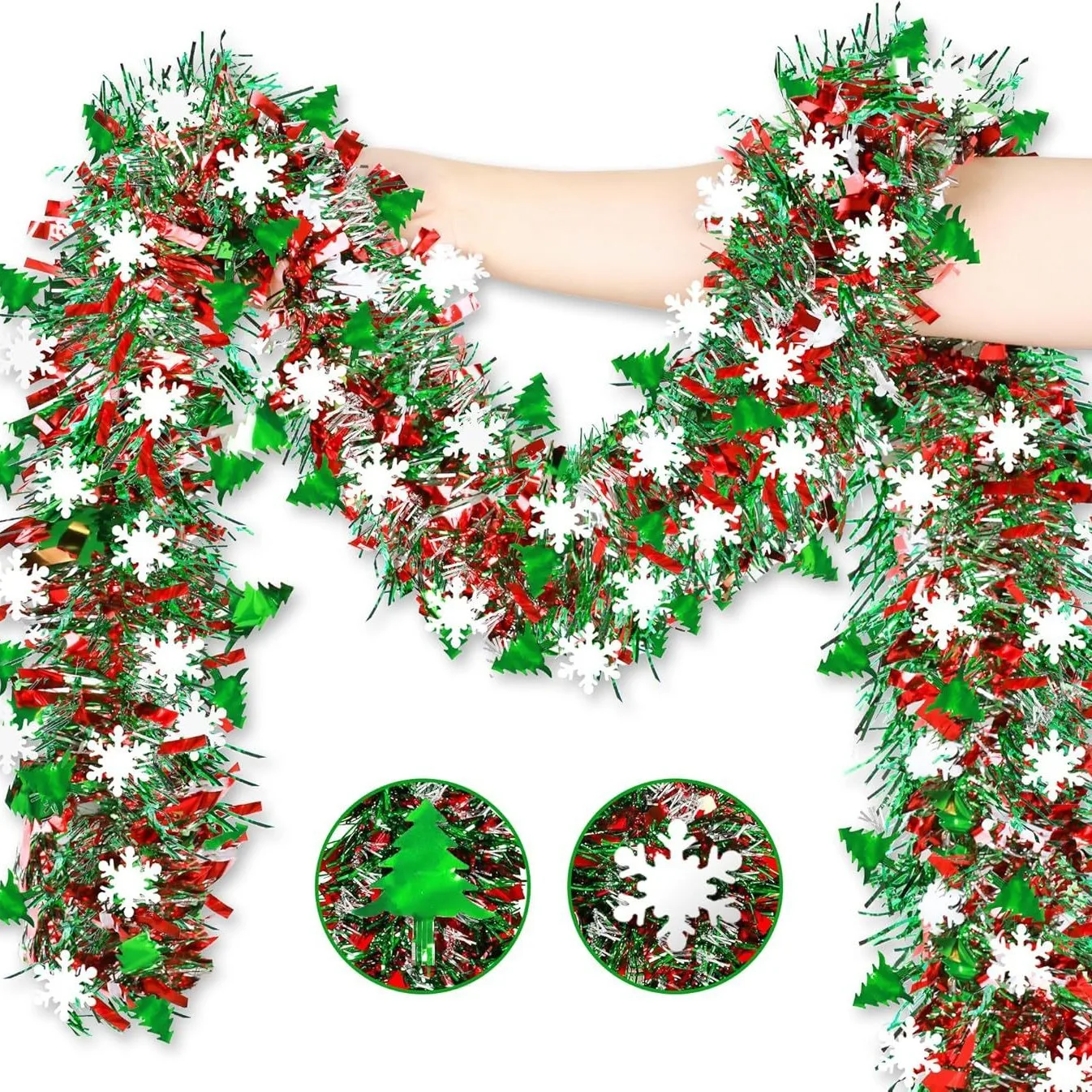2M Christmas Snowflake Tinsel  – обзор и цена Tinsel Garland Decoration