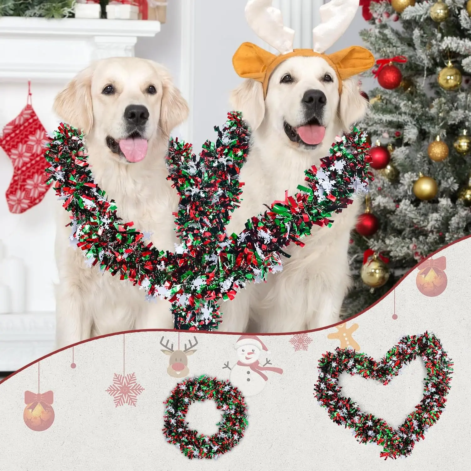 2M Christmas Snowflake Tinsel  – обзор и цена Tinsel Garland Decoration