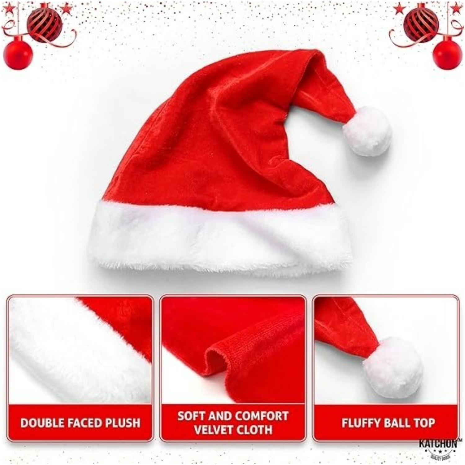 Fluffy Red Santa Hats Set with – обзор и цена Santa Hat Plush