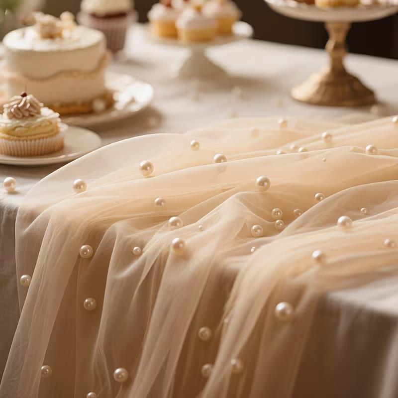 300x80cm Pearl Sheer Tulle Tab – обзор и цена Christmas Table Runner