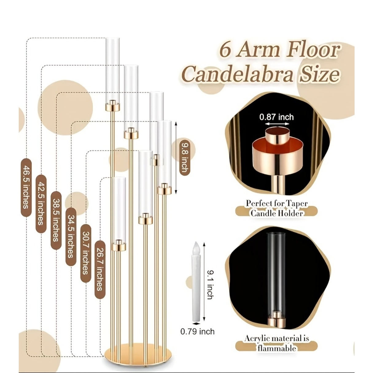 2 Sets Floor Candelabra 6 Arms – обзор и цена Holiday Candle Set