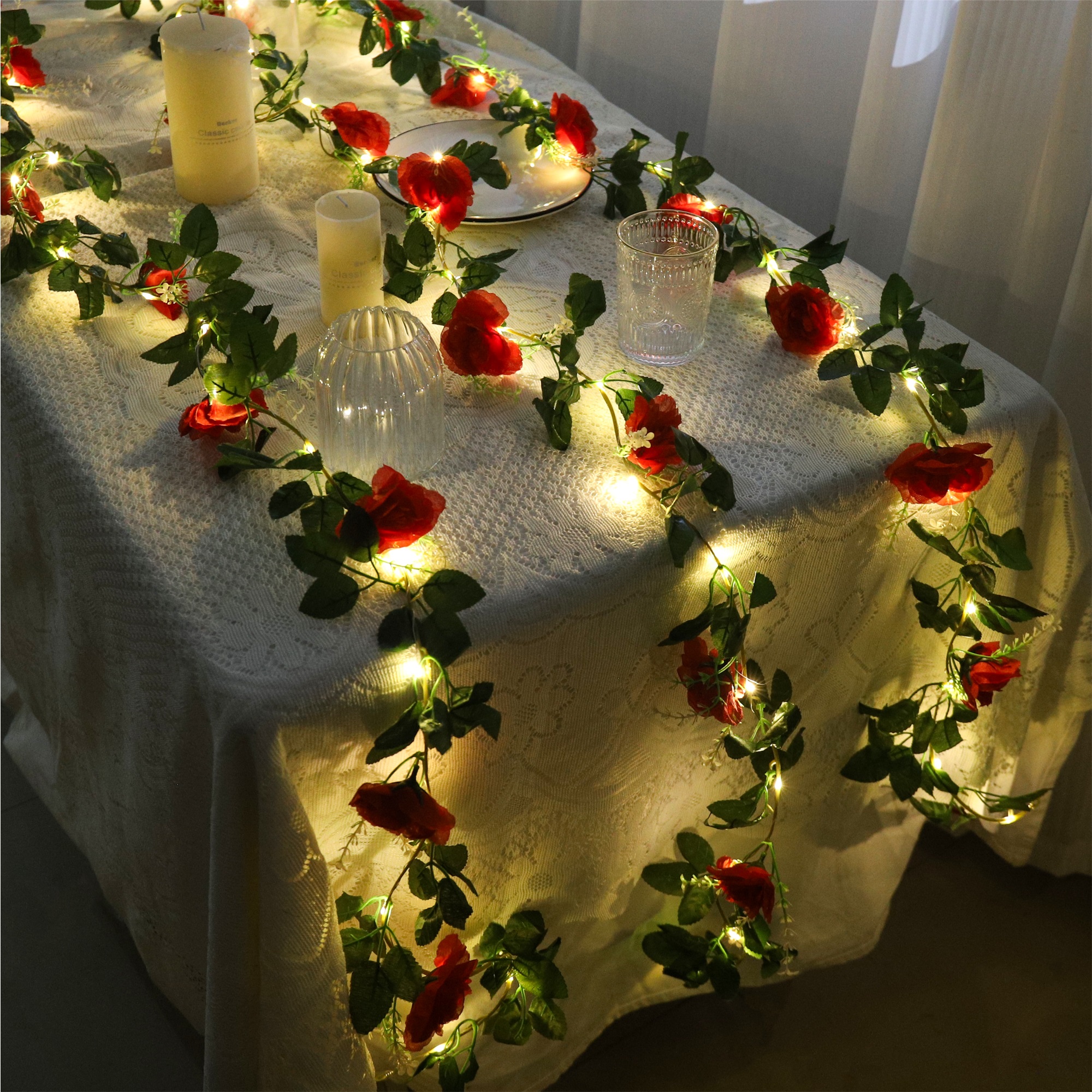 Rose LED Vine Light String Art – обзор и цена Christmas Wreath Fake