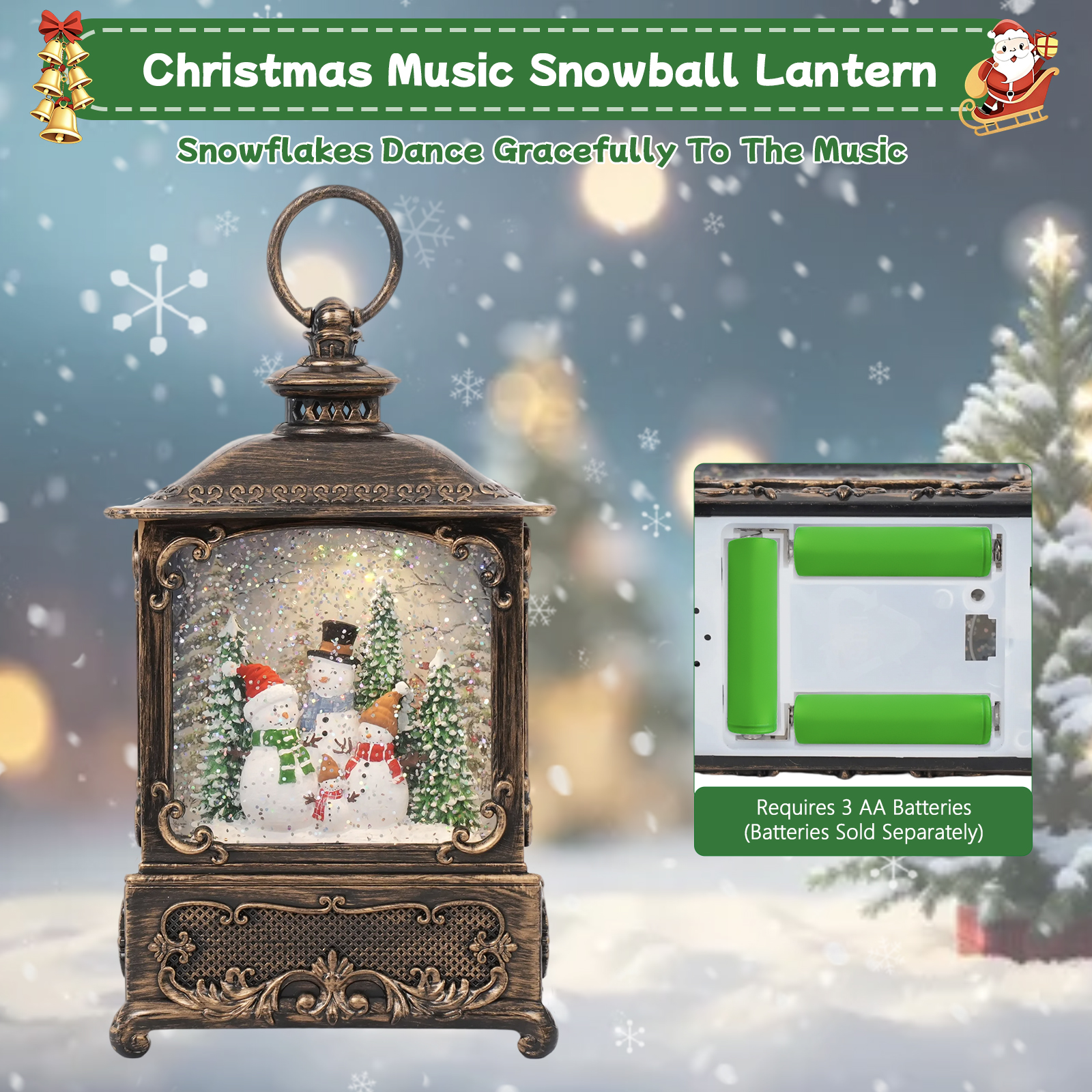 Music Snow Globe Lantern with  – обзор и цена Snow Globe Musical