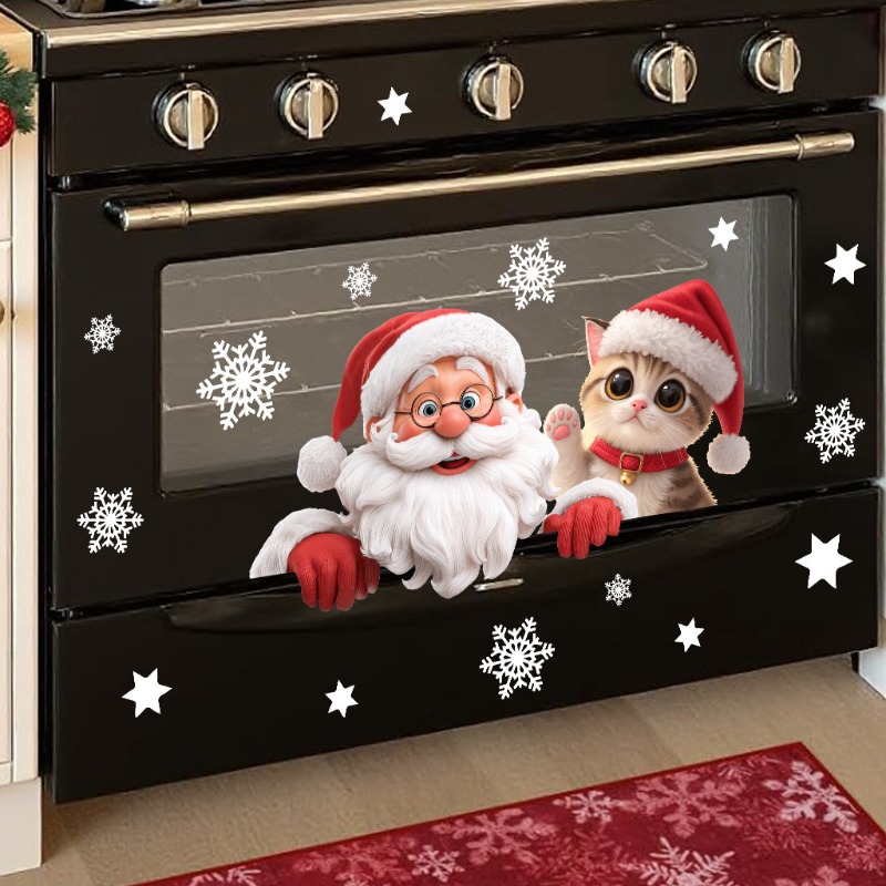 Kitten Santa Claus Window Stic – обзор и цена Snowflake Window Decal