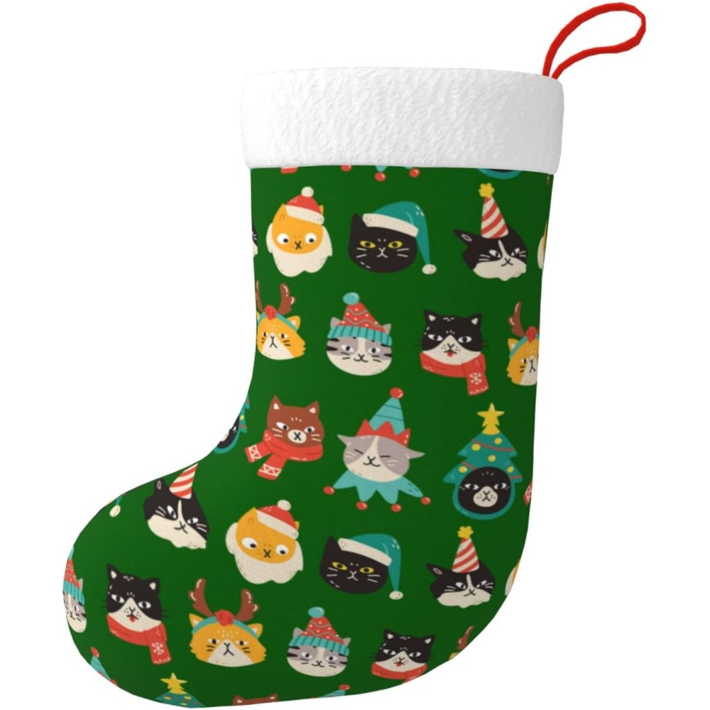 Cute Cats Green Christmas Stoc – обзор и цена Christmas Stocking Hanging